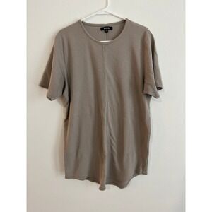 Jackson Mens XL Waffle Knit Thermal T-Shirt Taupe Brown Center Seam Curved Hem